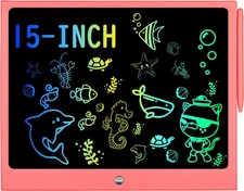 LCD Writing Tablet for Kids, 15 Inch Colorful Electronic Doodle Board for Kids A