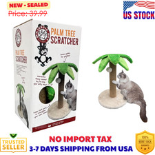 Palm Tree Cat Scratching Post 17.5 inch Tall Sisal Scratcher with Toy Ball