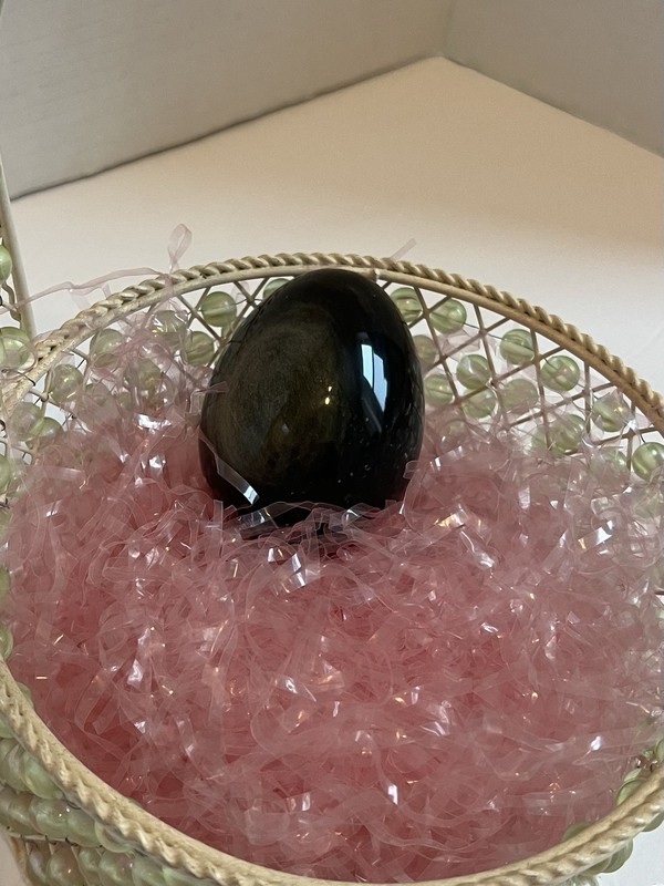 Vintage Polished Alabaster Marble Black  Egg 3”