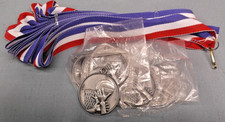 Basketball Award Medals Lot of 6 Silver 1 Red/White/Blue Ribbon Team