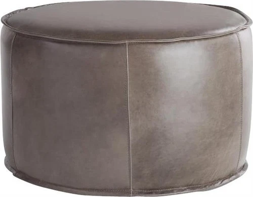 Lusso Collection Gray Leather Pouf-Versatile Comfort - Picture 1 of 5