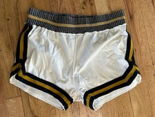 Vintage 50s Men s Basketball Uniform Shorts Rawlings Size 34 White Black Gold