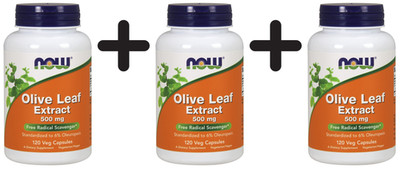 3 x NOW Foods Olive Leaf Extract, 500mg - 120 vcaps (127,75 EUR/kg)