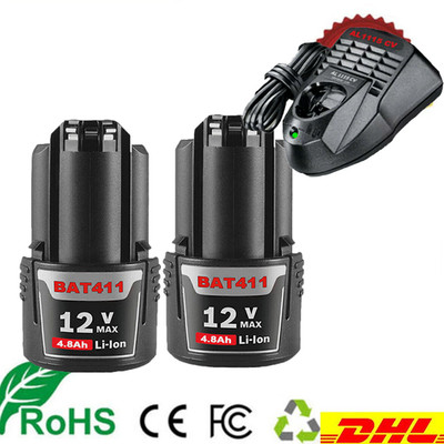 4.8Ah 2X 12V Lithium-ion Battery For Bosch BAT411 BAT412 BAT414 GSR GDR GSB GWI