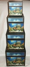 Bobs Boxes JOLLY HALLOWEEN Linda Nelson Stocks Lang Cards 4 Boxes Stackable VGC
