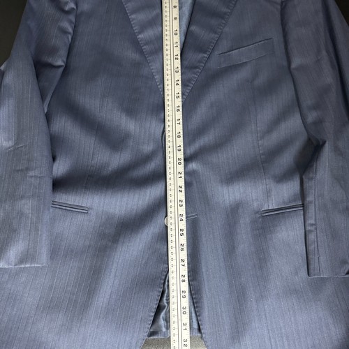 Custom Tailored J. Hilburn Men's Suit 47R 36W Blue Check 100% Wool Loro Piana - Picture 10 of 16