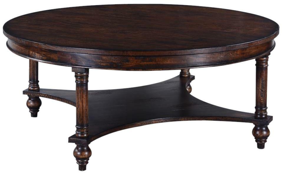 Coffee Table Glenbrook Old World Distressed Rustic Pecan Round Lower Tier For Sale Online
