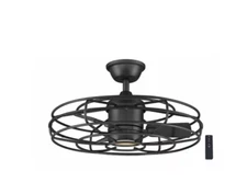 H D Heritage Point 25 in. Indoor/Outdoor Matte Black Fandelier w/ Light & Remote