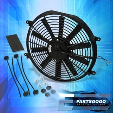 1x 14" Inch 12V Electric Slim Push Pull Radiator Cooling Fan Black +Mounting Kit