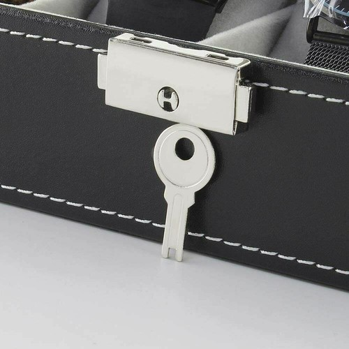 6/12 Fächer Uhrenbox Leder Schmuckkästchen abschließbar Schmuckkästchen Glas mit Schublade - Bild 10 von 15
