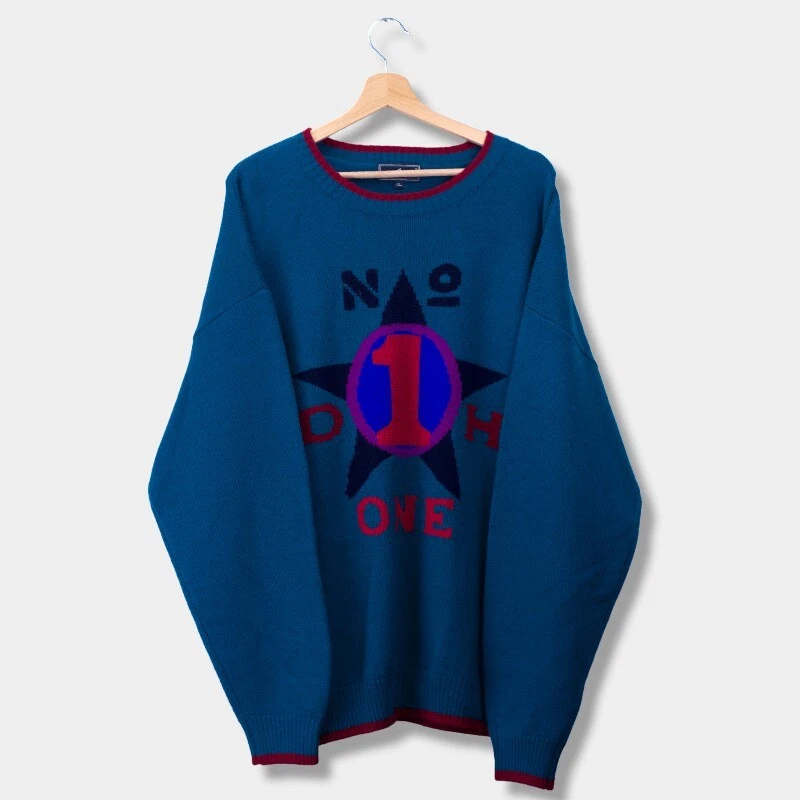 Vintage Daniel Hechter 90's Lambs Wool Jumper Sweater Blue Mens XL