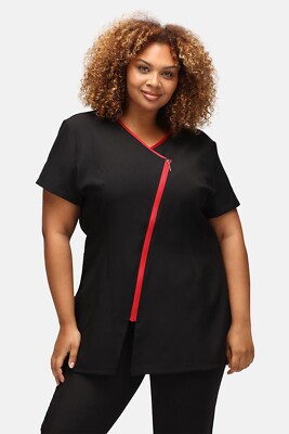 La Beeby Eve Kontrast Reißverschluss V-Ausschnitt Tunika Schönheitssalon Spa Arbeitskleidung Uniform