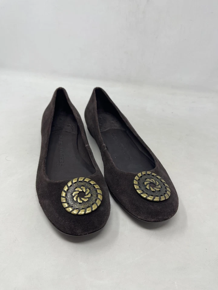 EUC JACK ROGERS коричневый замшевый балерина балетки Sz 6 Whipstitching медальон - Изображение 3 из 4