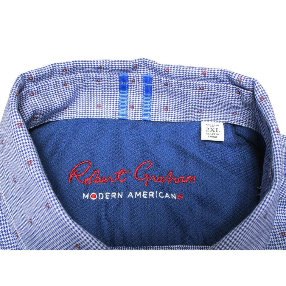 Robert Graham Para Hombre Talla - 2XL Ajuste A Medida Azul Manga Larga Con Botones XXL Foto 4 de 4