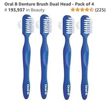 ORAL B Denture Brushes  4 brushes  Sealed New