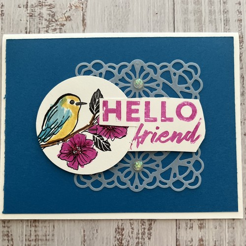 homemade greeting cards hello friend friendship colorful bird flower - Picture 2 of 2