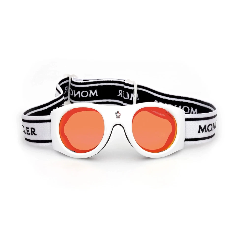 Moncler ML0051 21U Blanco Espejo Gafas de Esquí Marca Redondo Marco Deportivo 55-26 sd* Foto 3 de 3