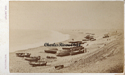 WEYMOUTH CDV CHESIL BEACH, DORSET BOOTE VIKTORIANISCHES TOPOGRAPHISCHES FOTO am Meer