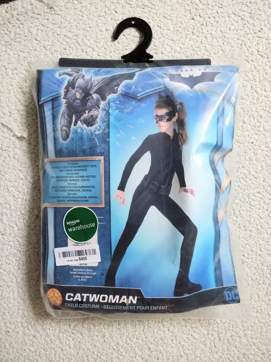 Costume Catwoman bambina cavaliere oscuro Halloween abito elegante taglia  5-7 y