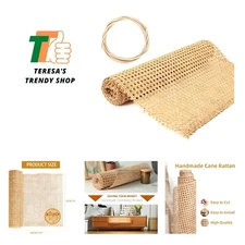 Cane Webbing,18" Width Rattan Webbing Roll 3.3Ft Natural Rattan Caning Materi...