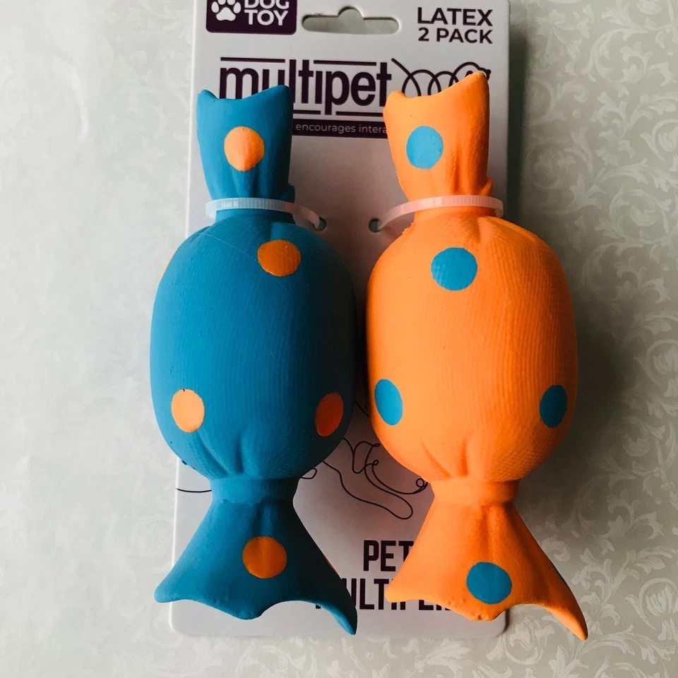 Dog multipet Latex Toy Squeakables Orange/Blue Size : 4.5" X 2.0" - Image 3 of 3