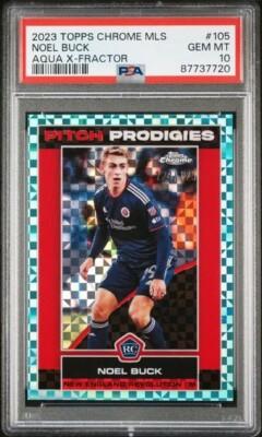 2023 Topps Chrome MLS Noel Buck PSA 10 GEM #'d/125 Aqua X-Fractor