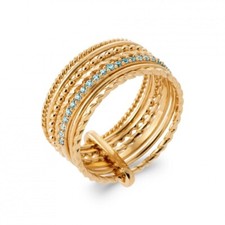 Bague semainier dont un cristal bleu plaqué or 18 carats 750/000 garanti