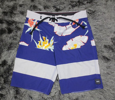 Vans Board Shorts Boys 27/14 Purple Gray Floral Kids Surf Swim Suit Trunks Logo