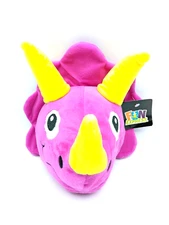 8" Fun Express Triceratops Dinosaur Head Plush Pink Stuffed Animal Soft Toy NWT