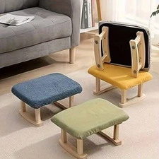 Foot Stool Small Footrest Ottoman with Wood Legs Sofa Tea Seat Stool with Pad
