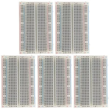 5 Pack Solderless BreadBoard w 400 Tie-Points, 3.3"x2.2"x0.3"
