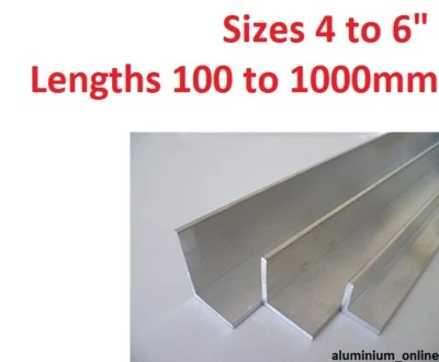 ALUMINIUM ANGLE UNEQUAL 4" 5" 6" 4 5 6 inch L profile select size