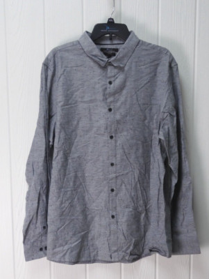 Marc Anthony Stretch Gray Long Sleeve Button Up Dress Shirt Size XXL Slim