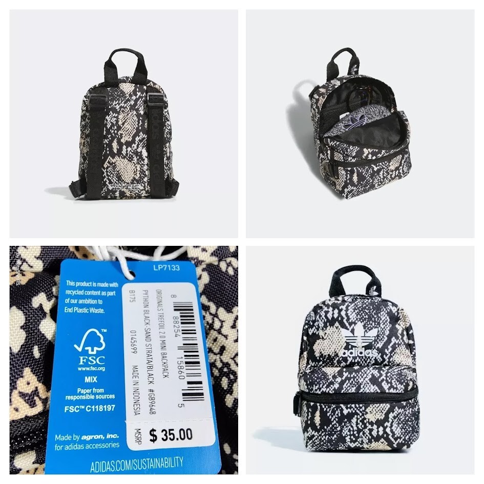 Adidas Mini Backpack  White Black Beige Rare Python Zip Small Bag   GB9648   New thumbnail 2