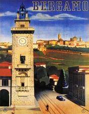 POSTER BERGAMO LOMBARDY STREET VIEW ITALY TRAVEL TOURISM VINTAGE REPRO FREE S/H