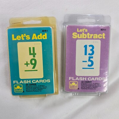 Vintage Golden Mathematics Flash Cards - 2 Decks - Let's Add & Let's Subtract