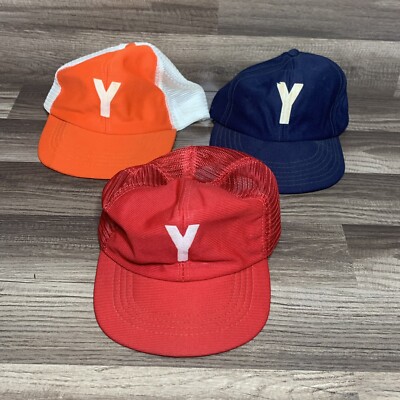 Lot Of 3 YMCA Child Small  Snapback Hat Cap Retro 60's 70's Vintage