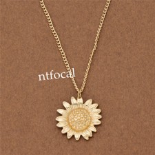 Gold Plating Sunflower Necklace Gold Floral Pendant Chain Custome Jewelry Decor