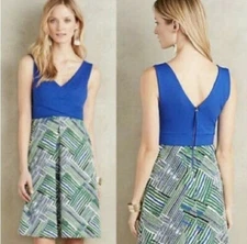 Anthropologie - HD In Paris - Size 2 - Amore Dress - Blue/Green - EUC