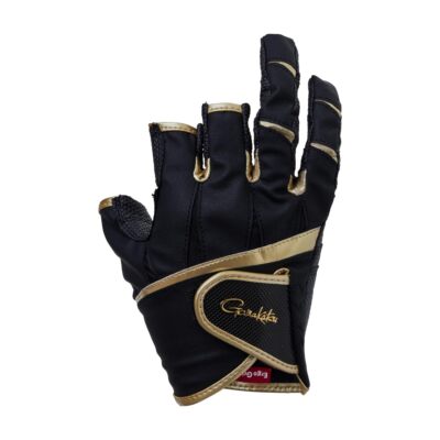 New Gamakatsu G Ergo Grip Glove 3 Cut Fingers GM7295 Black Gold Red All Size