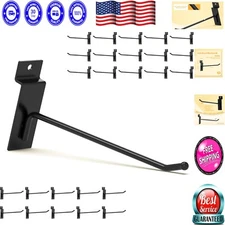 Industrial-Style Adjustable Slatwall Hooks - 25 Heavy-Duty Storage Solutions