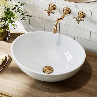 Bathroom Vessel Sink 16'' X 13'' Oval Bathroom Sink Bowl White Ceramic