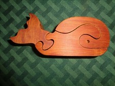 Vintage Wooden Jigsaw Puzzle Whale hand made
