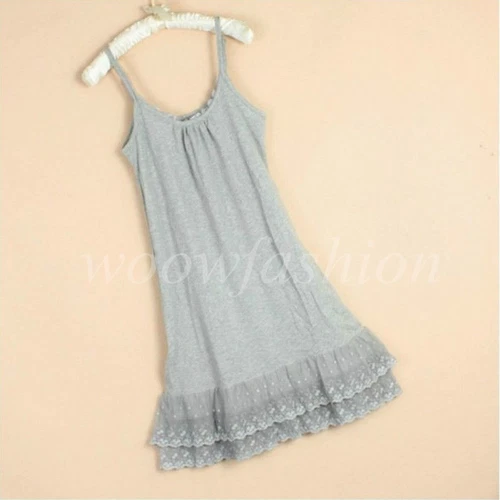 Women Cotton Lace Trimmed Full Length Camisole Slip Dress Extender 2XL - Picture 16 of 19