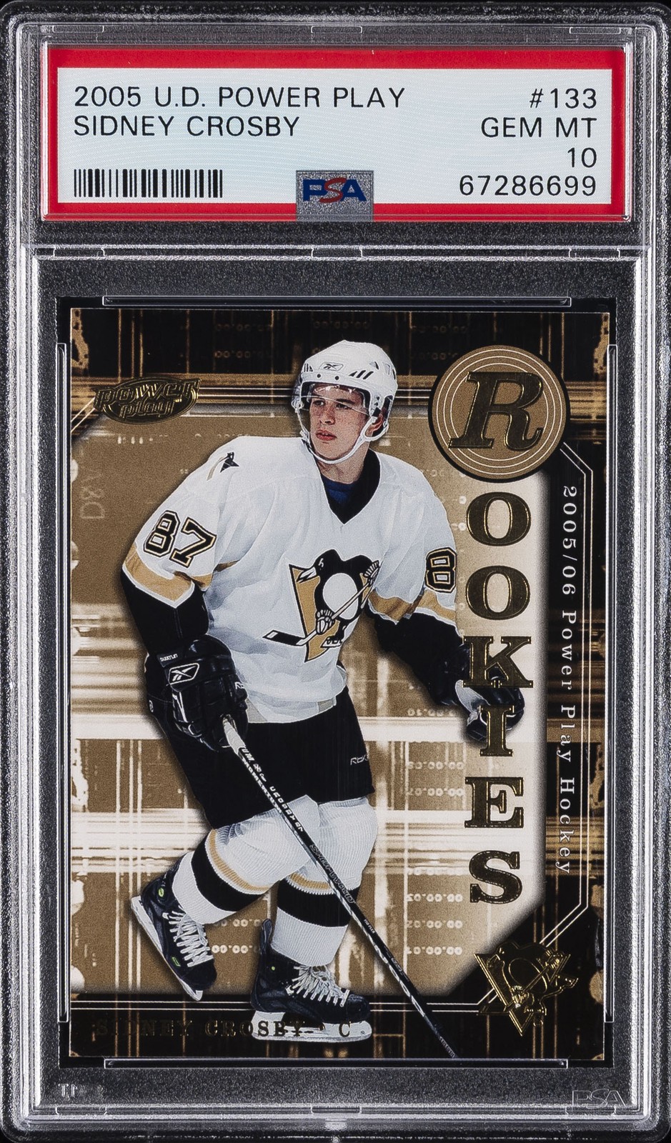 2005 UD POWER PLAY #133 SIDNEY CROSBY ROOKIE RC PSA 10