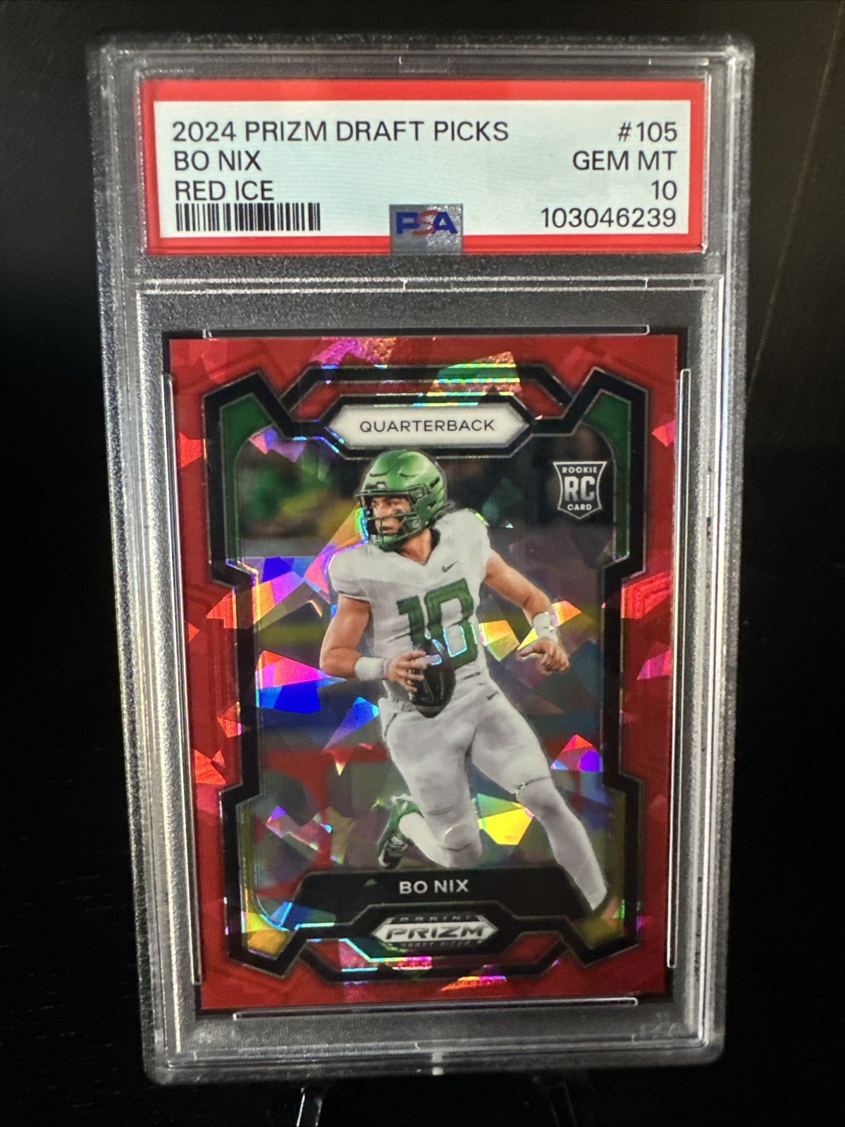 2024 Panini Prizm Draft Picks - Bo Nix #105 Red Ice Prizm Rookie PSA 10