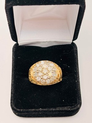 Bubble Dome Cluster 1.50 CTW Diamond Ring 14k Gold Estate 9g Size 11