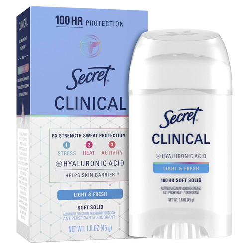 Secret Clinical Strength 100HR Soft Solid Antiperspirant Deodorant 1.6oz Light