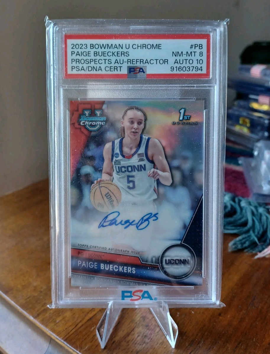 Paige Bueckers (RC,AU) SSP 2023 Bowman U Chrome #171/250 1st Auto PSA 10/8 view 1