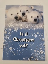 White Polar Bears Merry Christmas Holiday Seasons Greetings Card